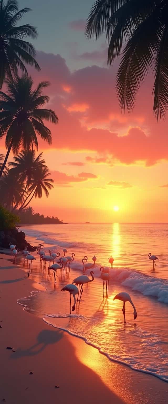 Tropical Sunset with Flamingoes Phone Case
