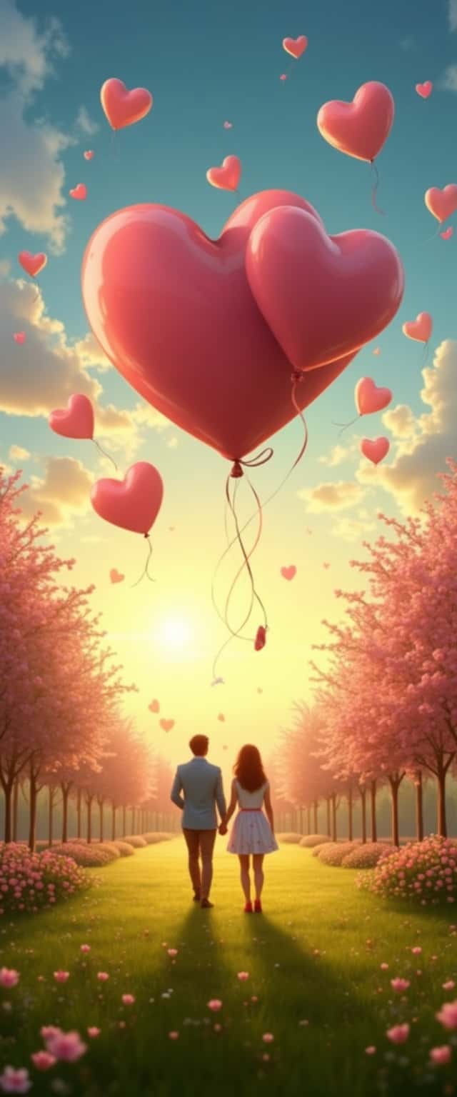 Heart-Shaped Balloons in Sunset Phone Case