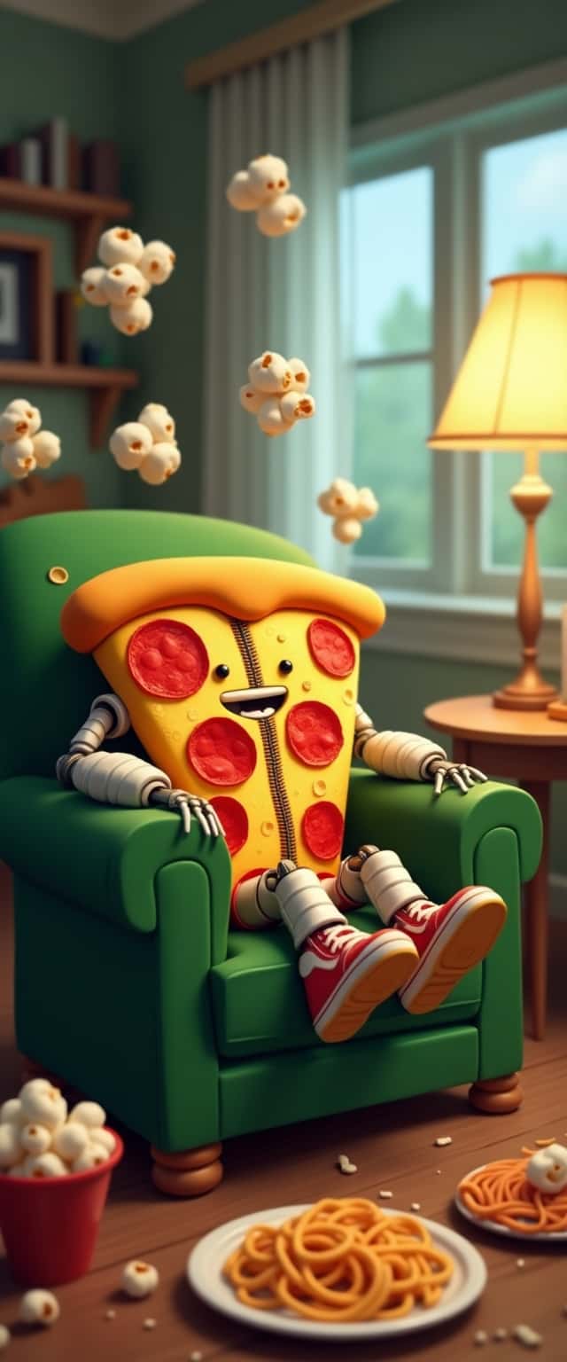 Cartoon Pizza Sitting Comfortably Phone Case