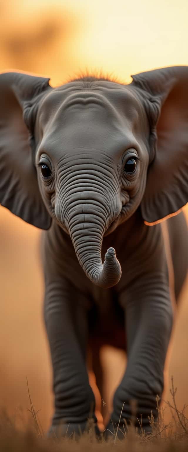 Baby Elephant Portrait with Tropical Elements Phone Case