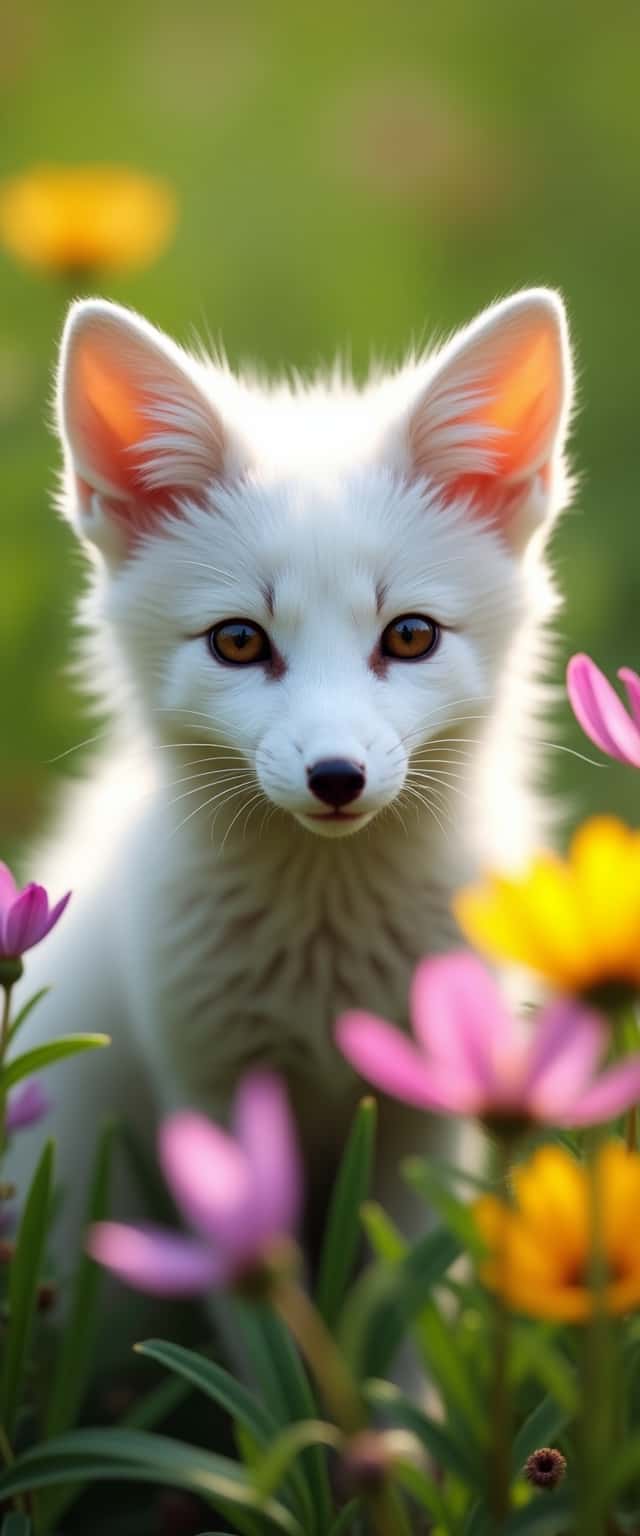 White Fox Among Wildflowers Phone Case