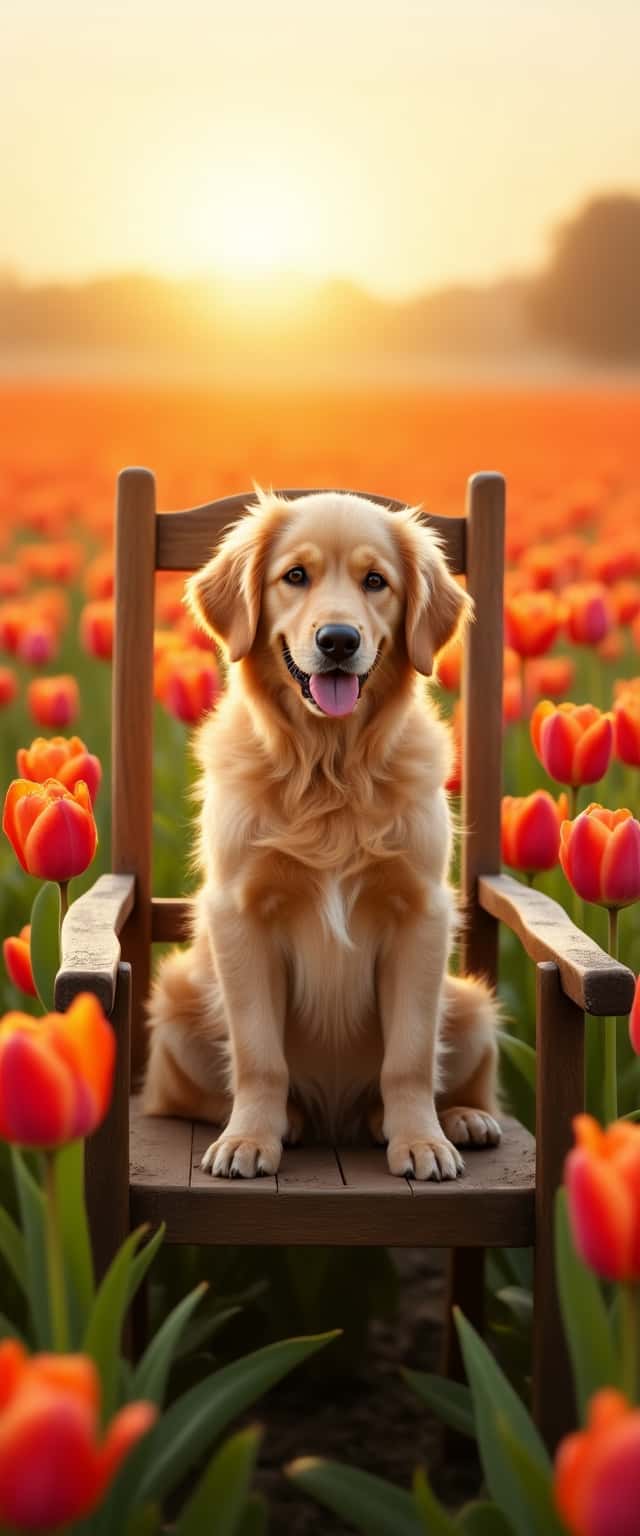 Golden Retriever in Tulip Field Phone Case Golden Retriever in Tulip Field Phone Case