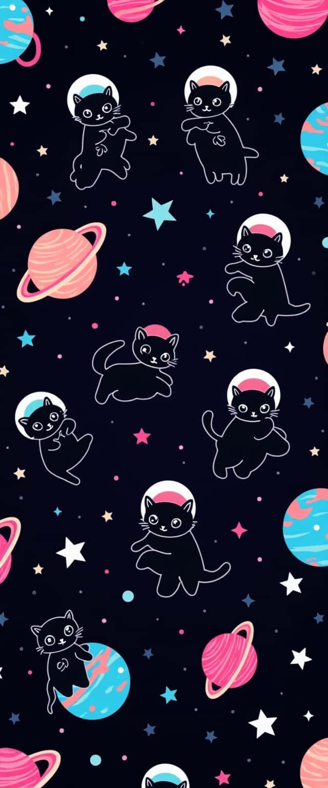 Whimsical Space Cats Pattern Phone Case Whimsical Space Cats Pattern Phone Case