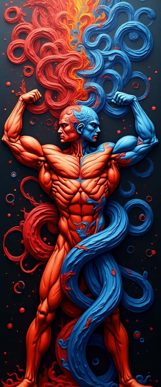 Dynamic Muscular Figures and Geometric Shapes Phone Case Dynamic Muscular Figures and Geometric Shapes Phone Case
