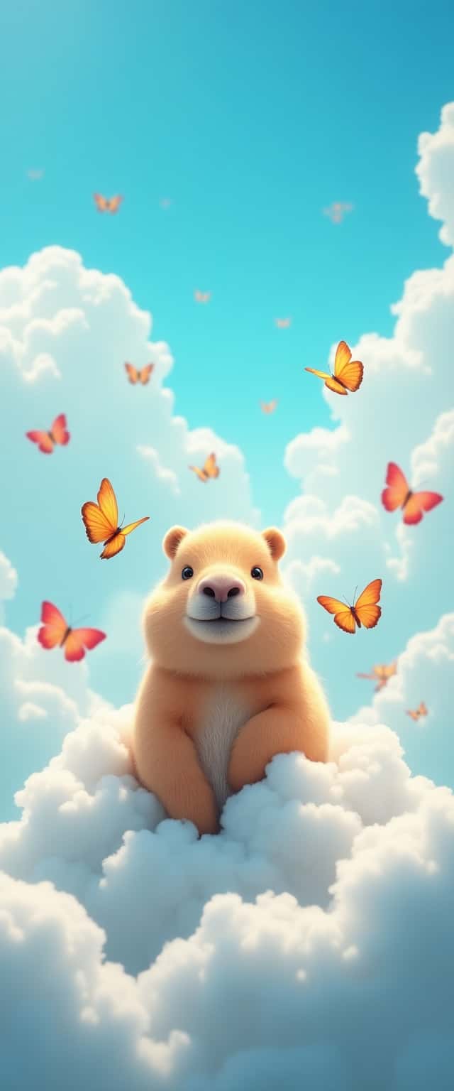 Capybara in Cloud with Butterflies Phone Case