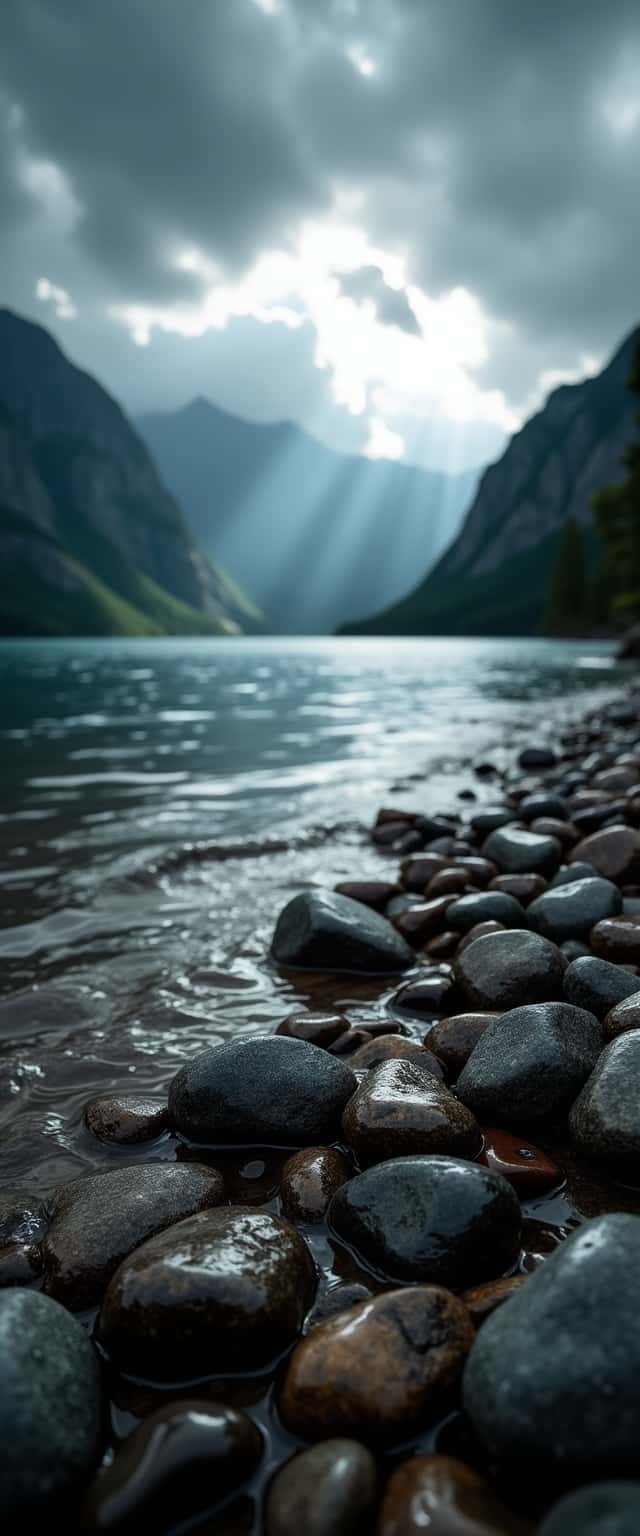 Stormy Mountain Lake Scene Phone Case