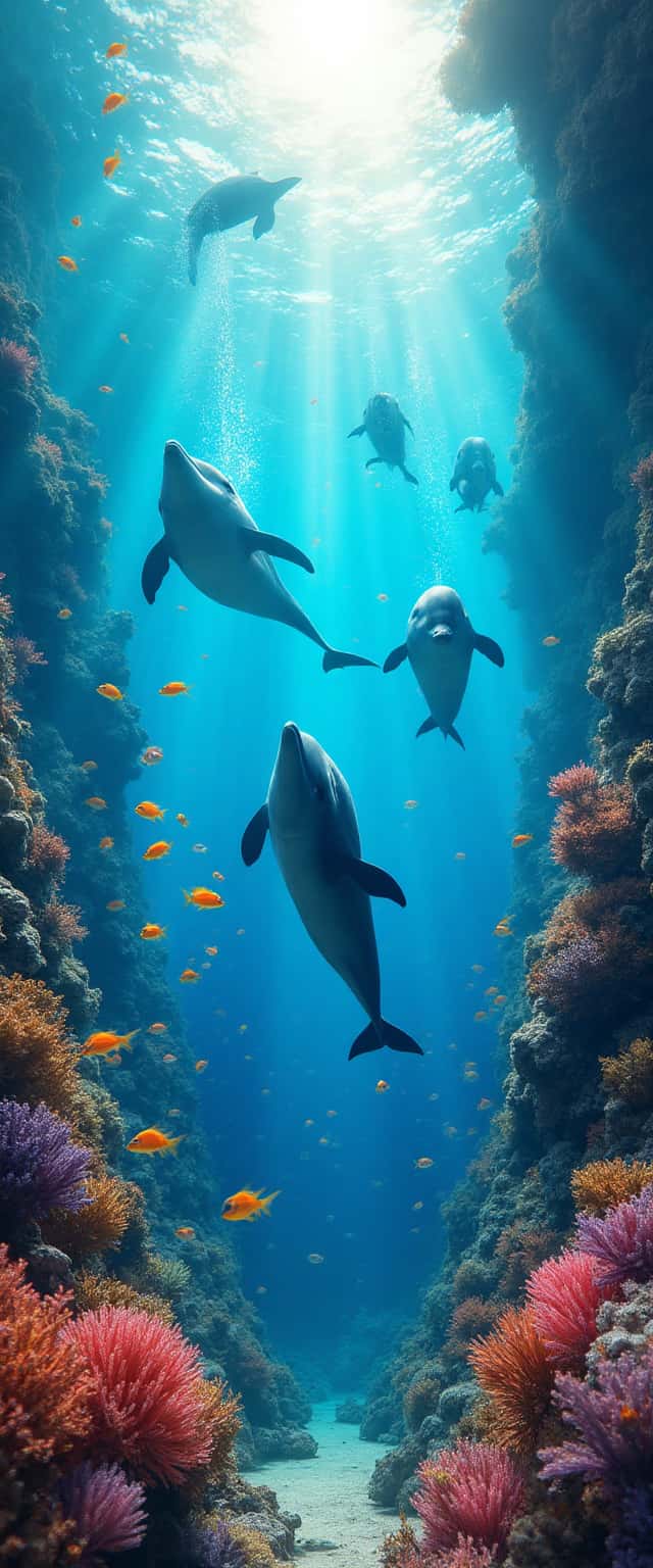 Vibrant Underwater Dolphin Scene Phone Case