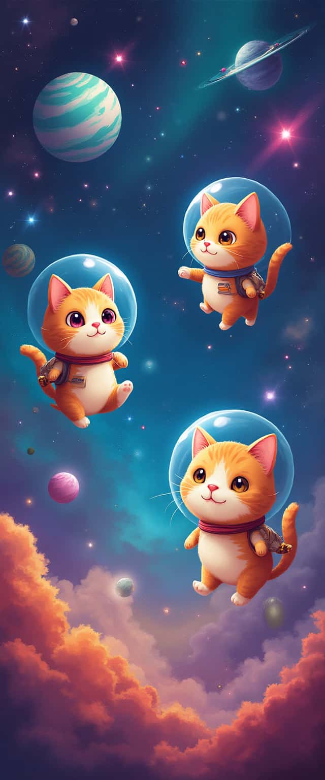 Cosmic Cats in Space Helmets Phone Case Cosmic Cats in Space Helmets Phone Case