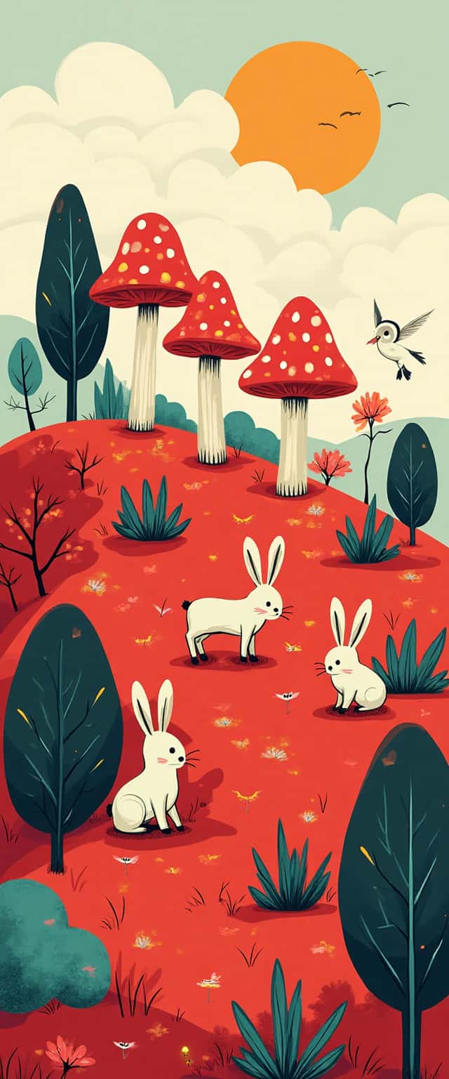 Playful Cartoon Landscape with Animals Phone Case