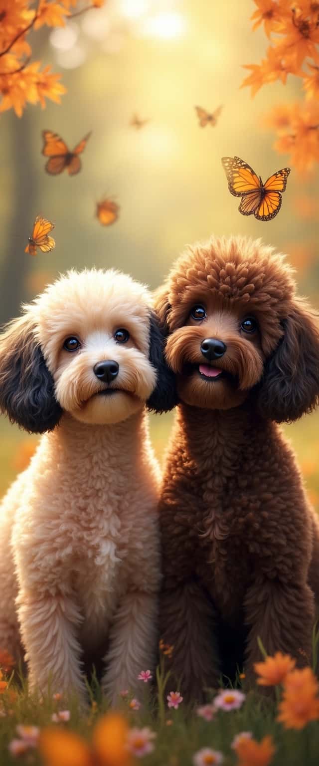 Cream and Chocolate Poodle Portrait Phone Case