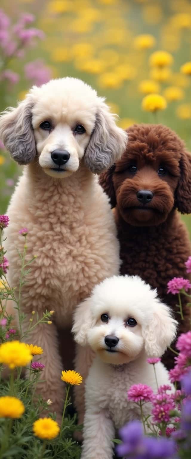 Poodle Trio in Blooming Garden Phone Case