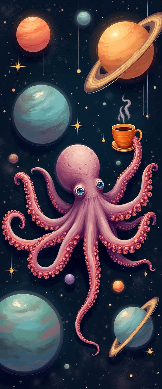 Whimsical Octopus in Space Phone Case