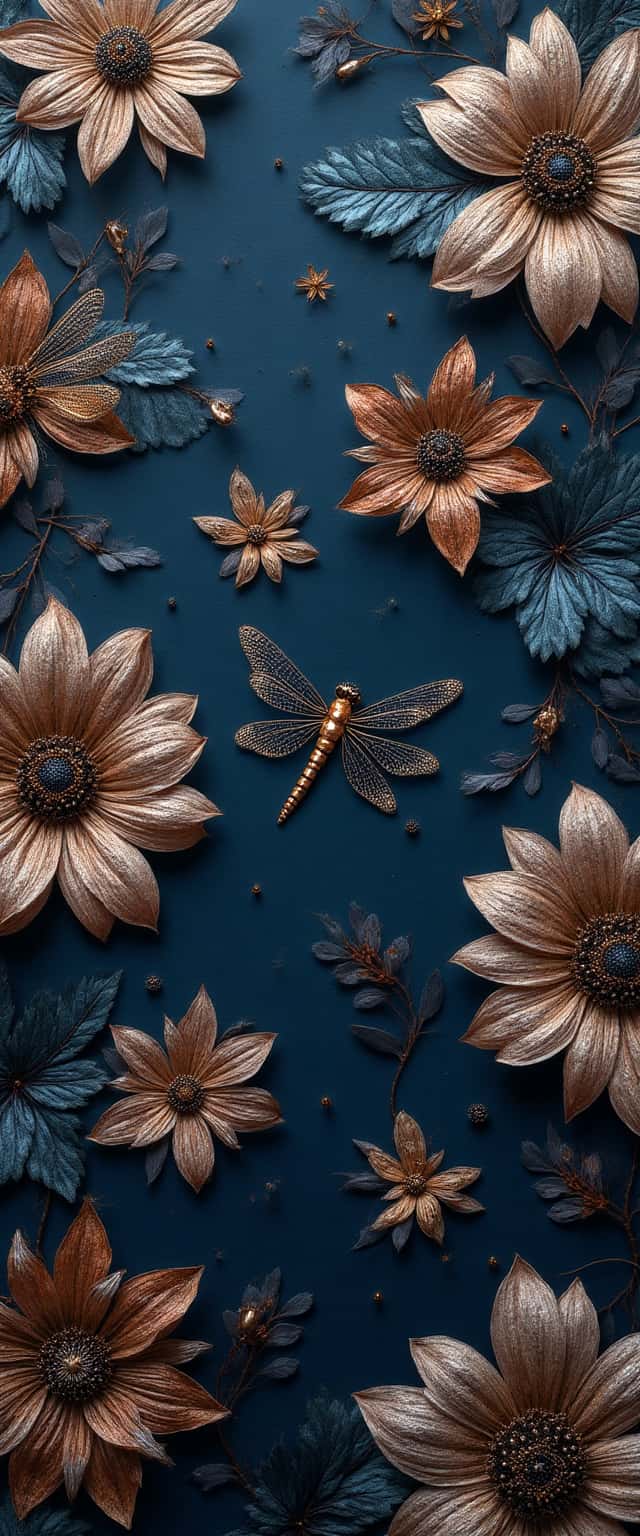 Dark Metallic Floral Pattern Phone Case