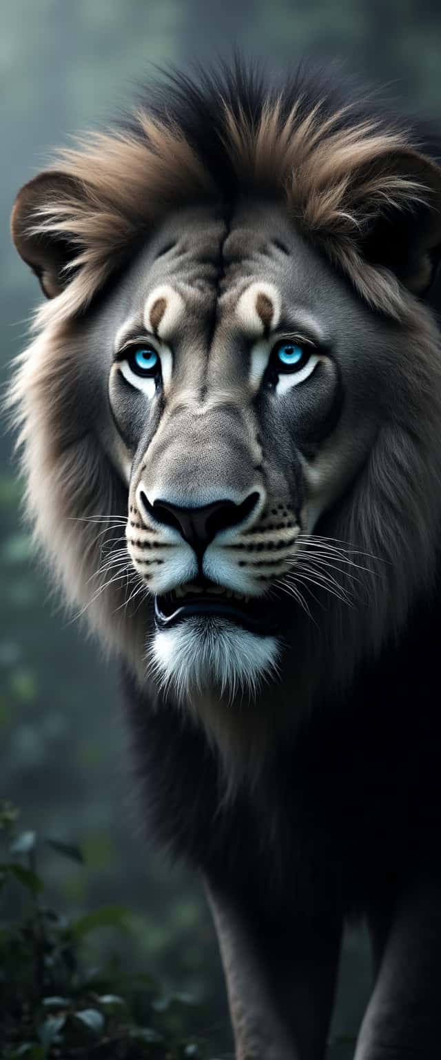 Lion Close-Up with Blue Eyes Phone Case