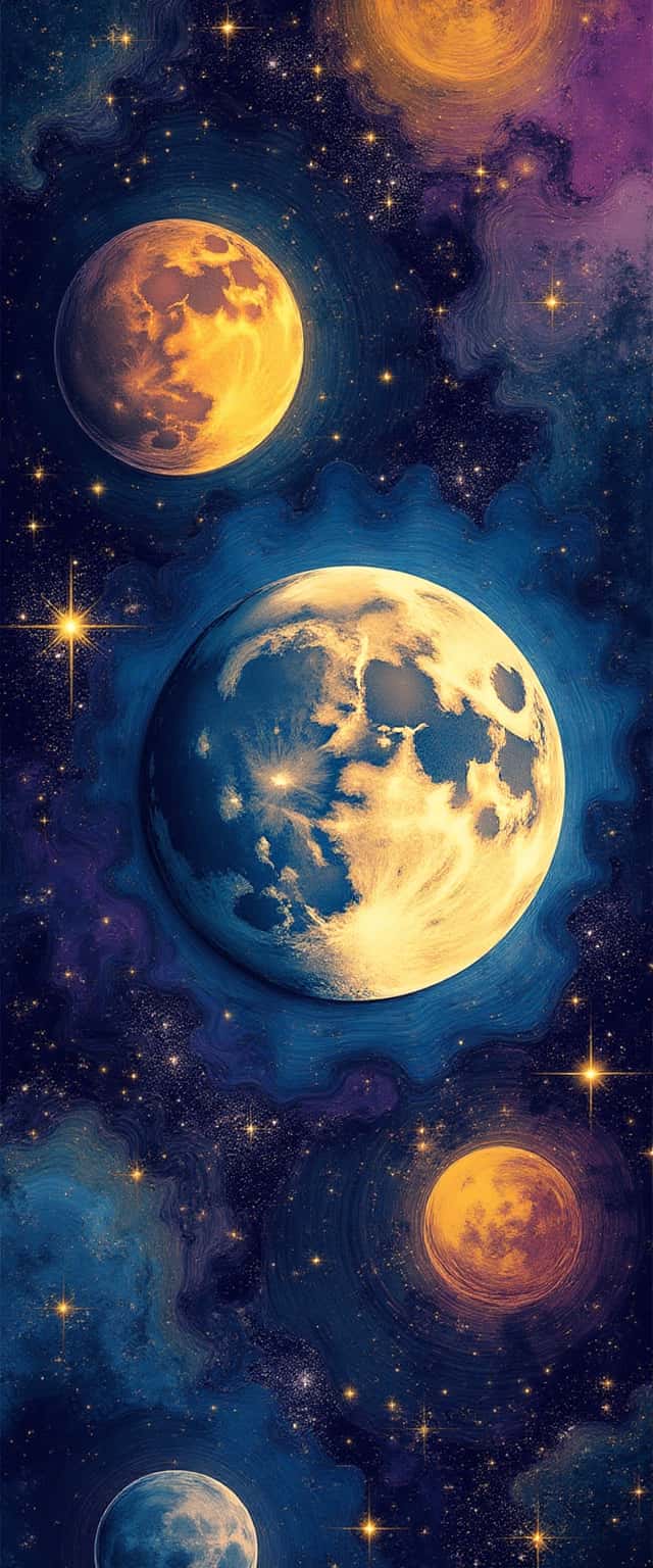 Cosmic Pattern with Moons Phone Case Cosmic Pattern with Moons Phone Case