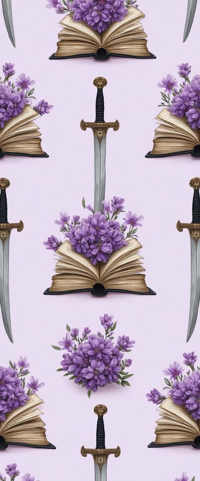 Lavender Swords and Books Pattern Phone Case