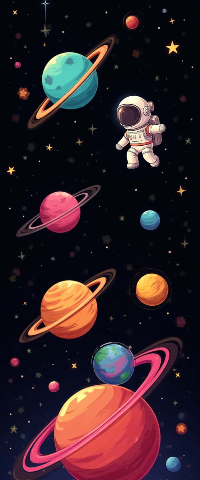 Cartoon Space Scene with Astronaut Phone Case