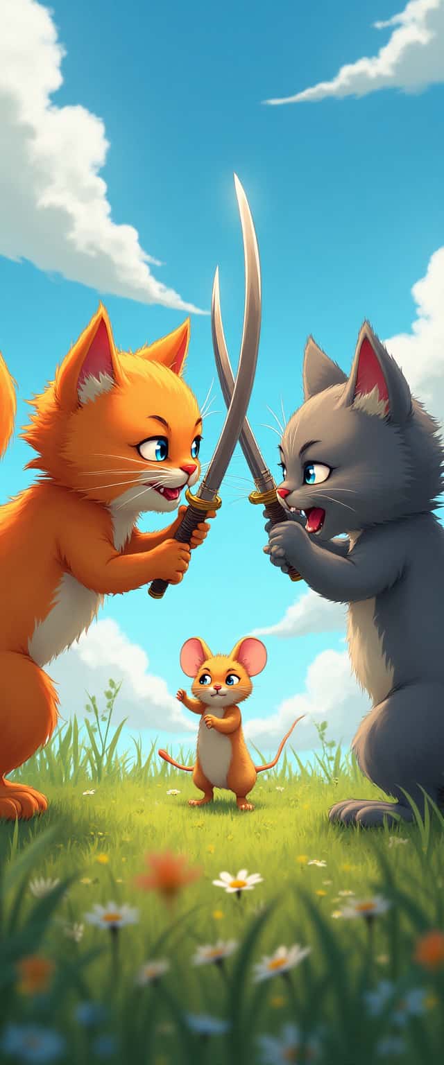 Cats Swordfight in Grass Phone Case