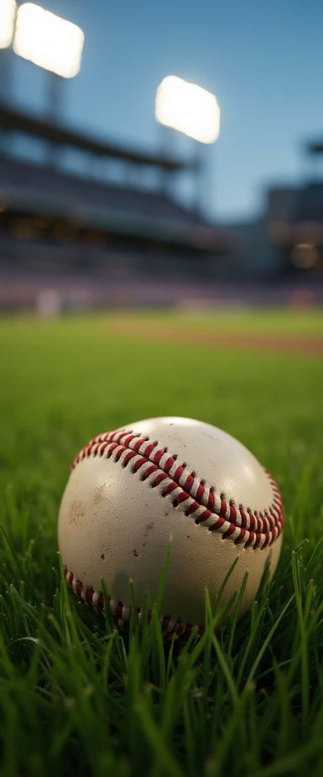 Baseball on Grass with Stadium Lights Phone Case