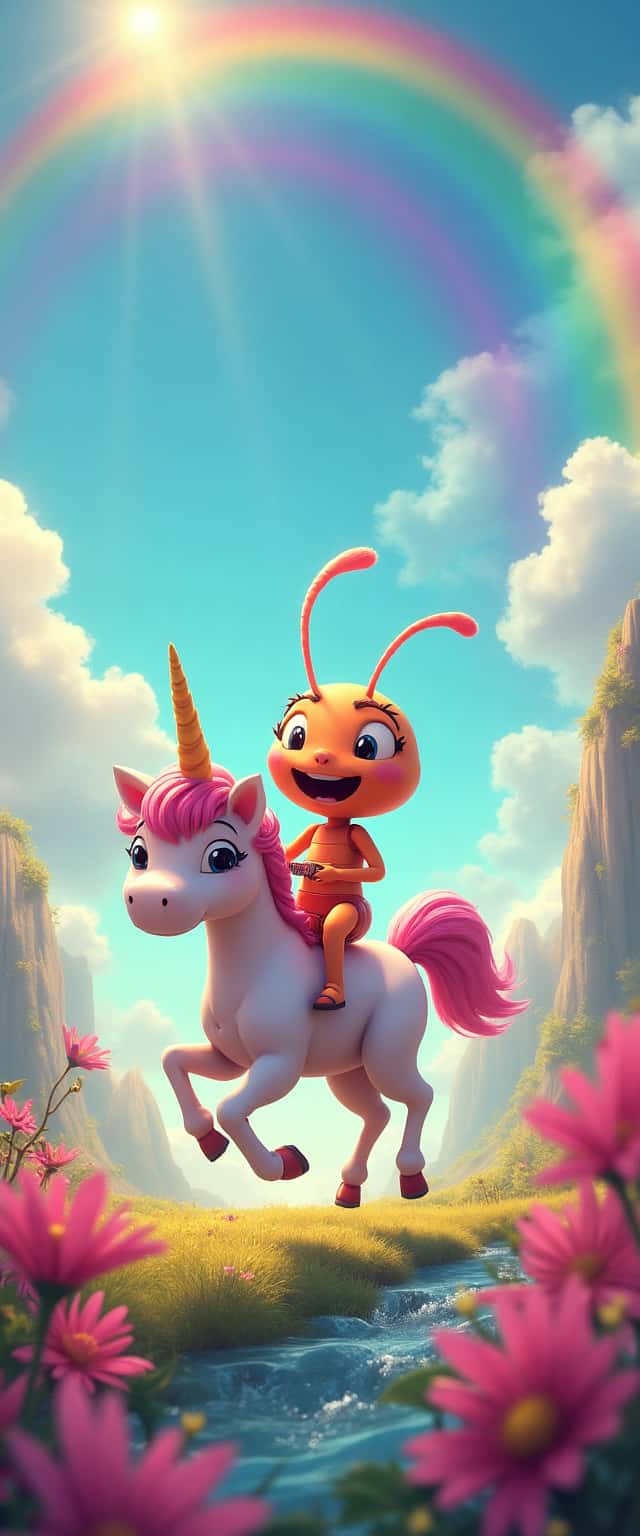 Cartoon Ant on Unicorn Phone Case