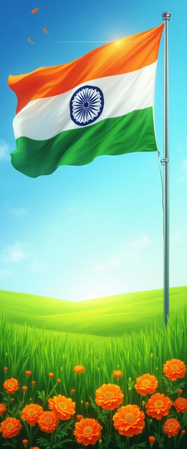 Indian Flag in Vibrant Landscape Phone Case Indian Flag in Vibrant Landscape Phone Case