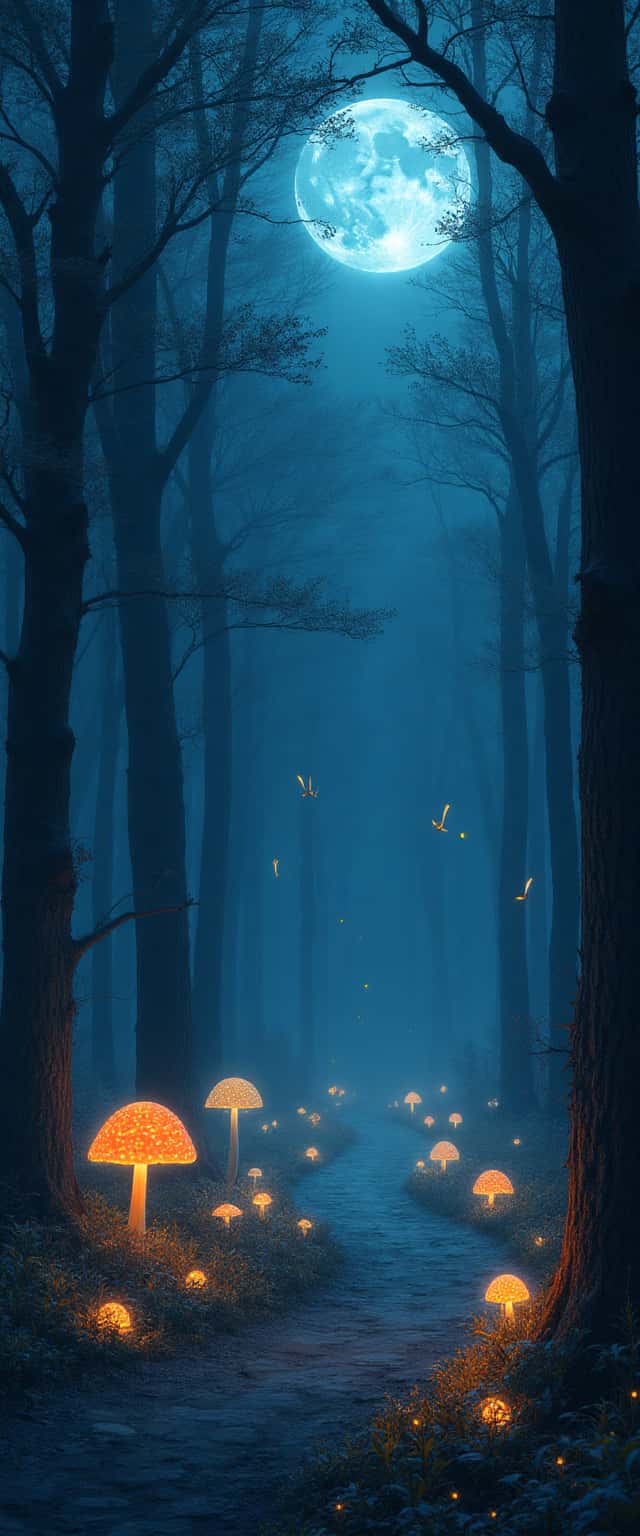 Moonlit Forest with Glowing Mushrooms Phone Case