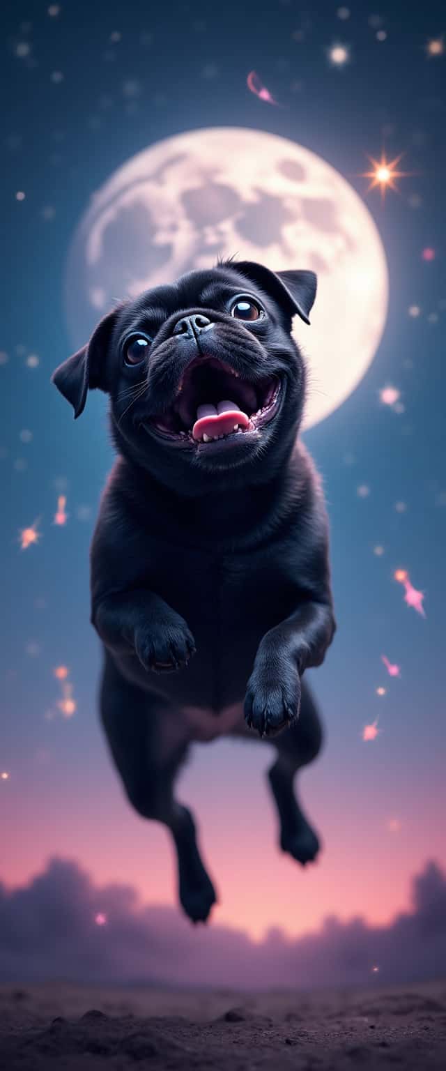 Pug Jumping Under Full Moon Phone Case