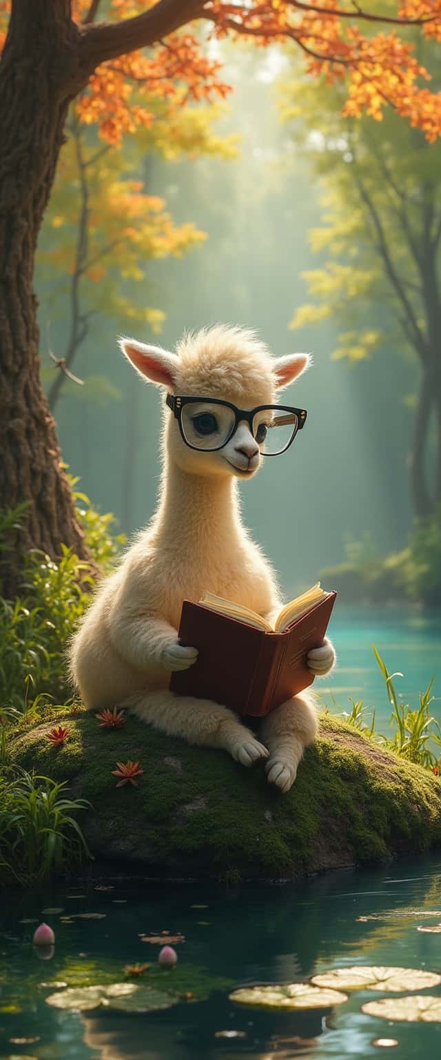 Alpaca Reading in Nature Phone Case
