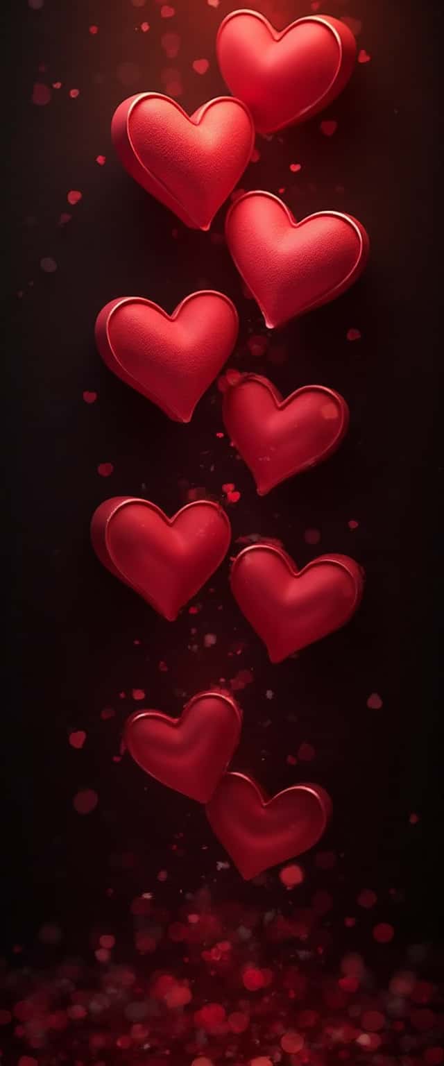 Layered Hearts on Black Phone Case