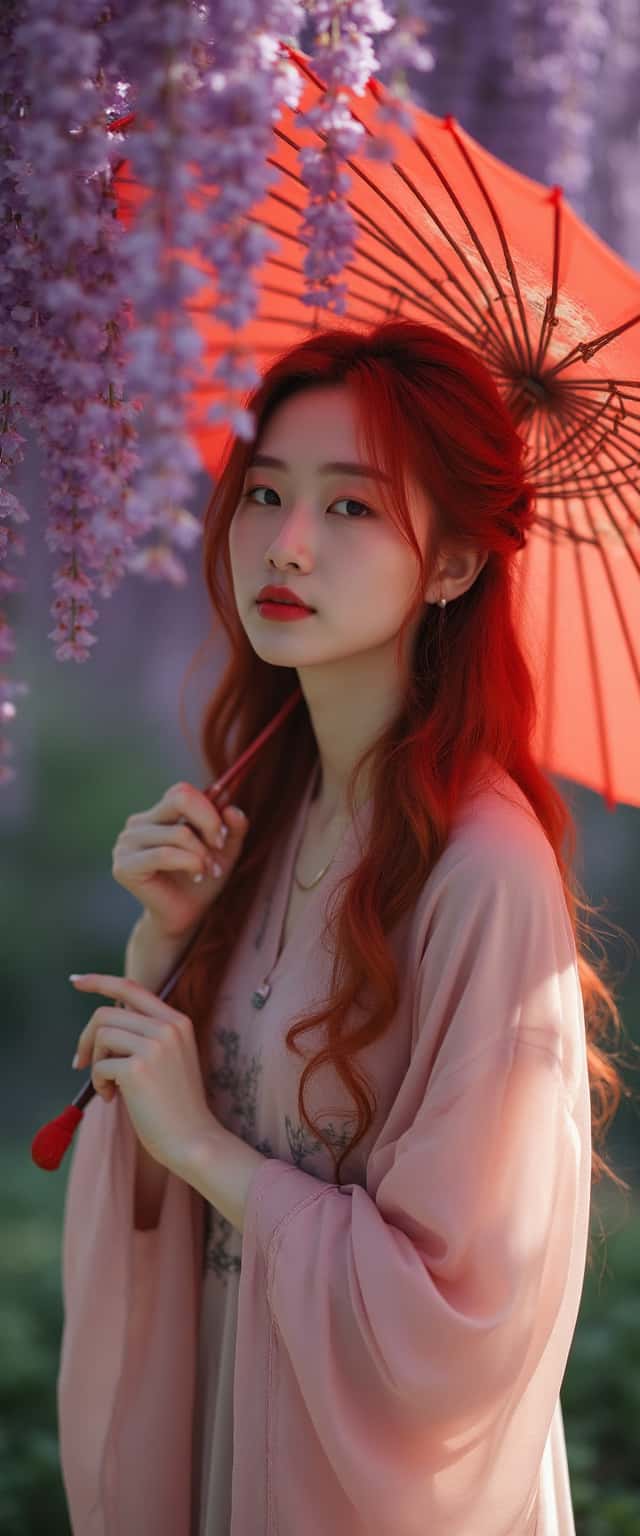 Dreamlike Portrait Under Wisteria Phone Case