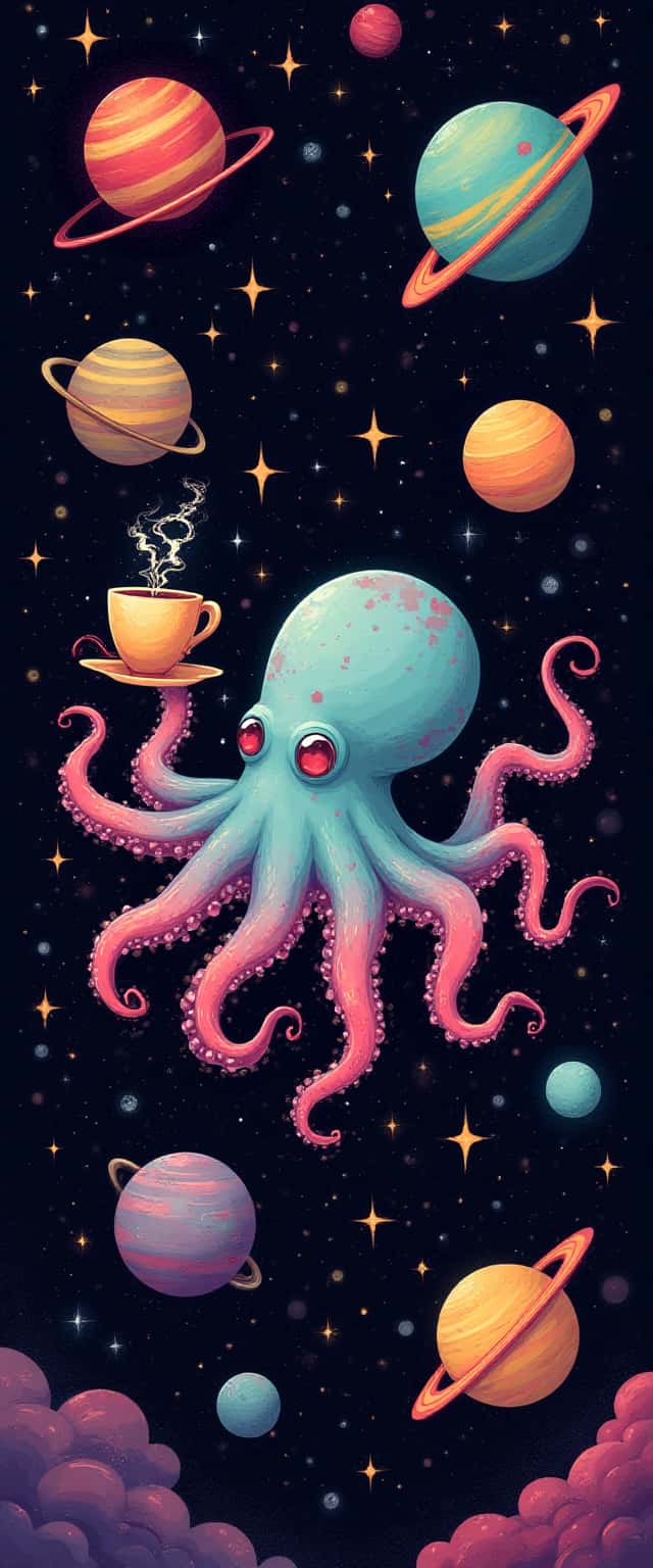 Colorful Octopus in Space Phone Case