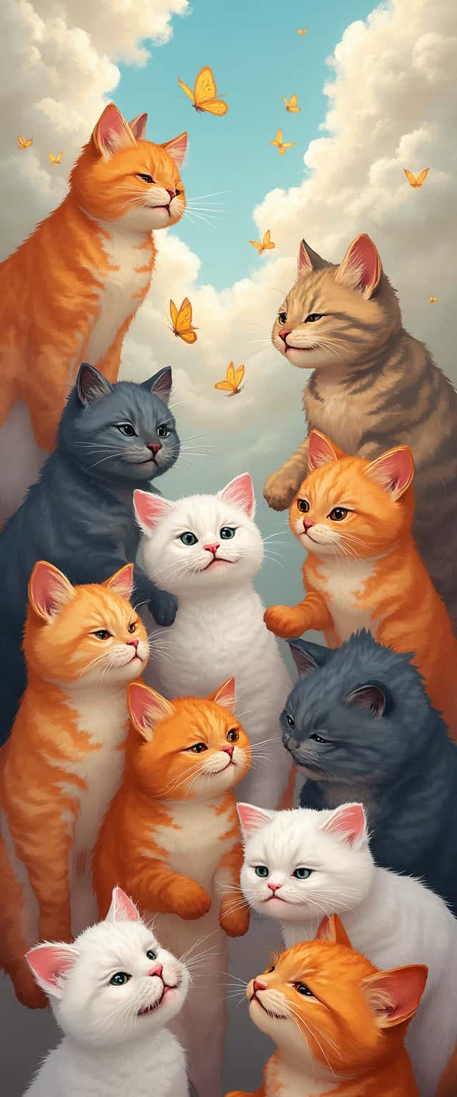 Colorful Cartoon Cats Gathering Phone Case