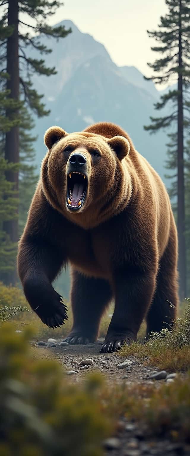 Fierce Grizzly Bear in Forest Phone Case