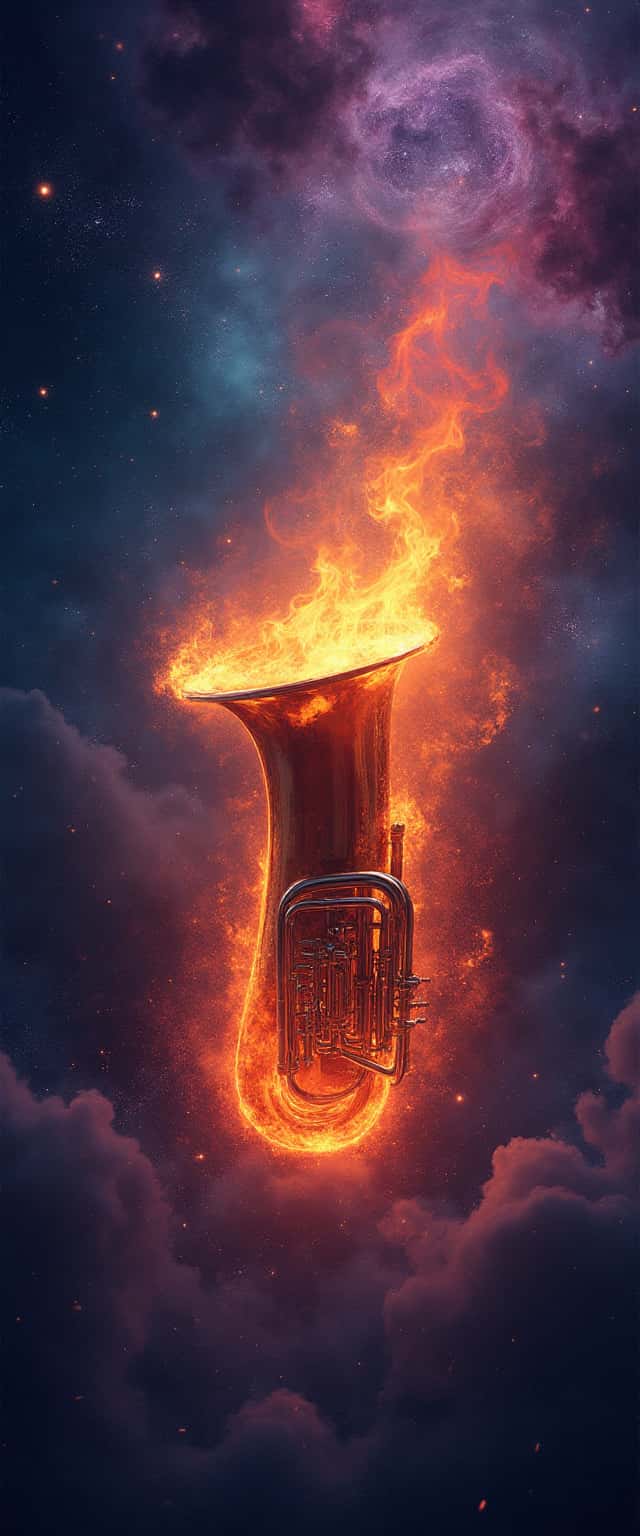 Flaming Tuba in Cosmic Space Phone Case