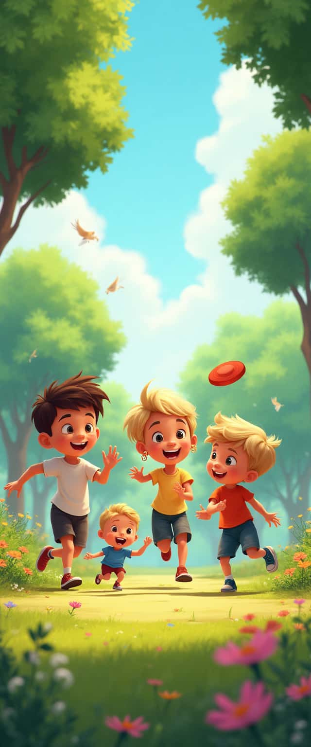 Cartoon Siblings Playing in Park Phone Case