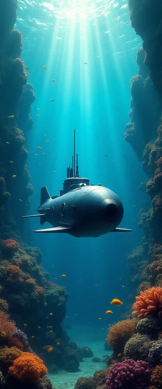 Futuristic Submarine in Coral Reef Phone Case