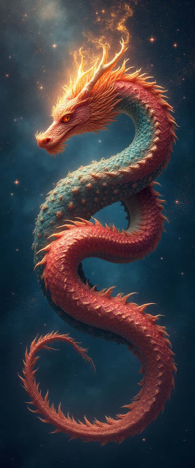 Multi-Colored Dragon in Starry Sky Phone Case