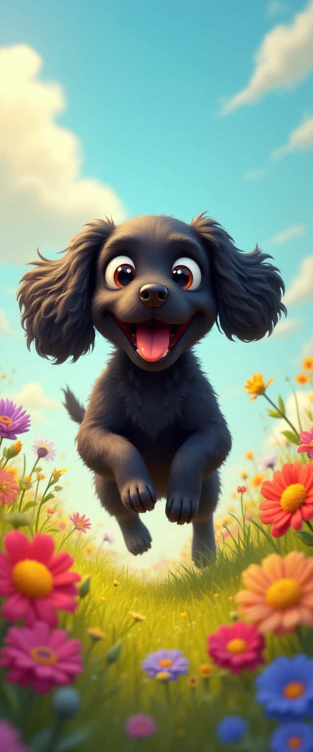 Cartoon Cocker Spaniel in Flowers Phone Case