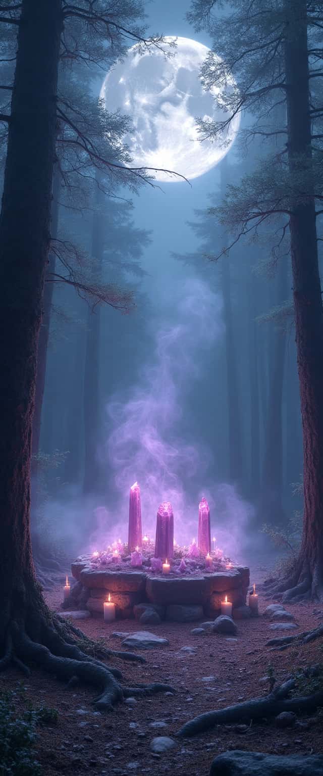 Moonlit Forest with Crystals Phone Case