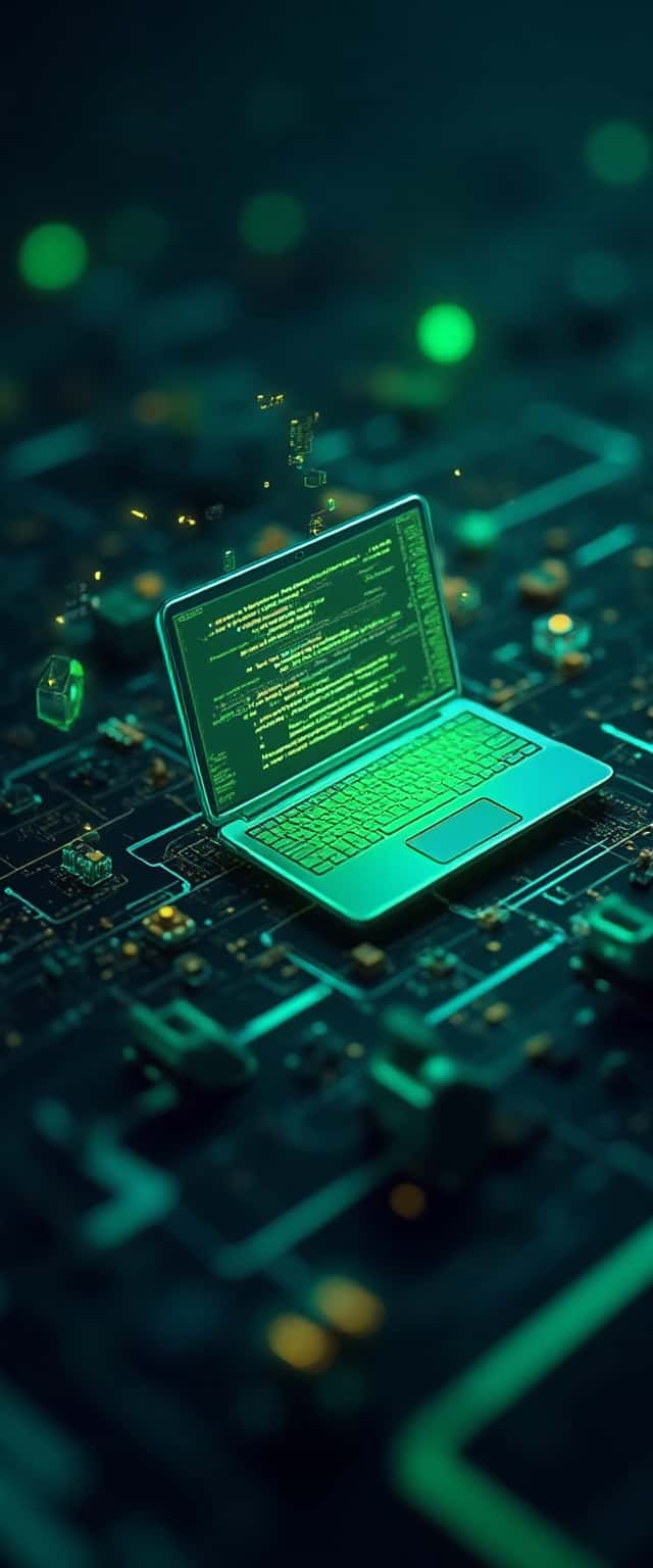 Stylized Laptop with Coding Symbols Phone Case