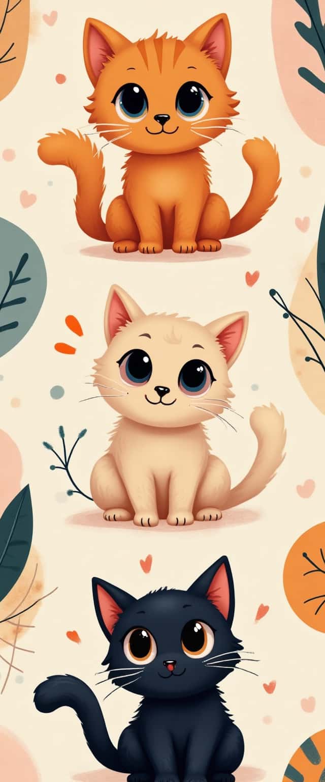 Playful Cat Trio Pattern Phone Case