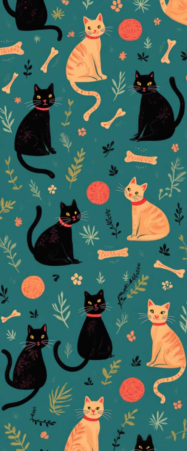 Cat Silhouettes and Whimsical Elements Phone Case