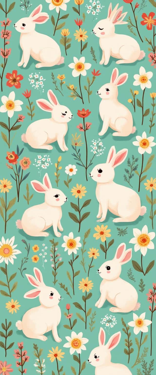 Bunny and Flower Pattern Design Phone Case
