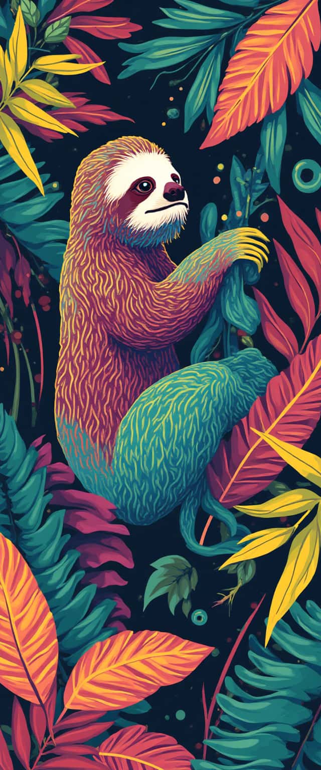 Sloth in Geometric Jungle Phone Case
