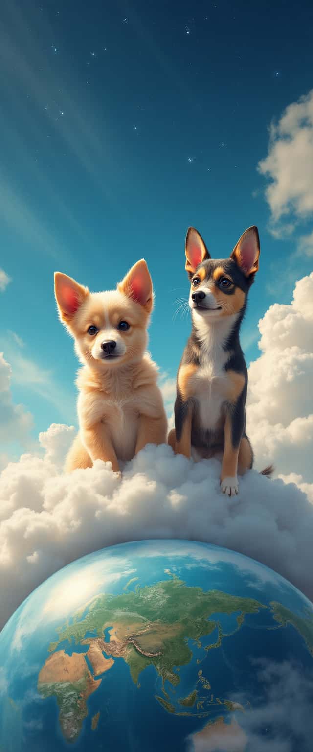 Dogs on Cloud with Earth View Phone Case