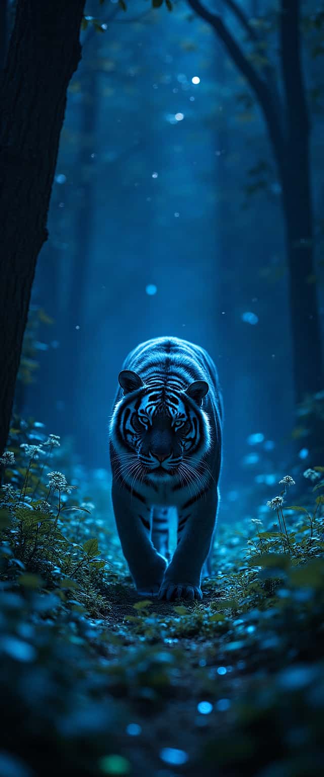Blue Tiger in Enchanted Forest Phone Case