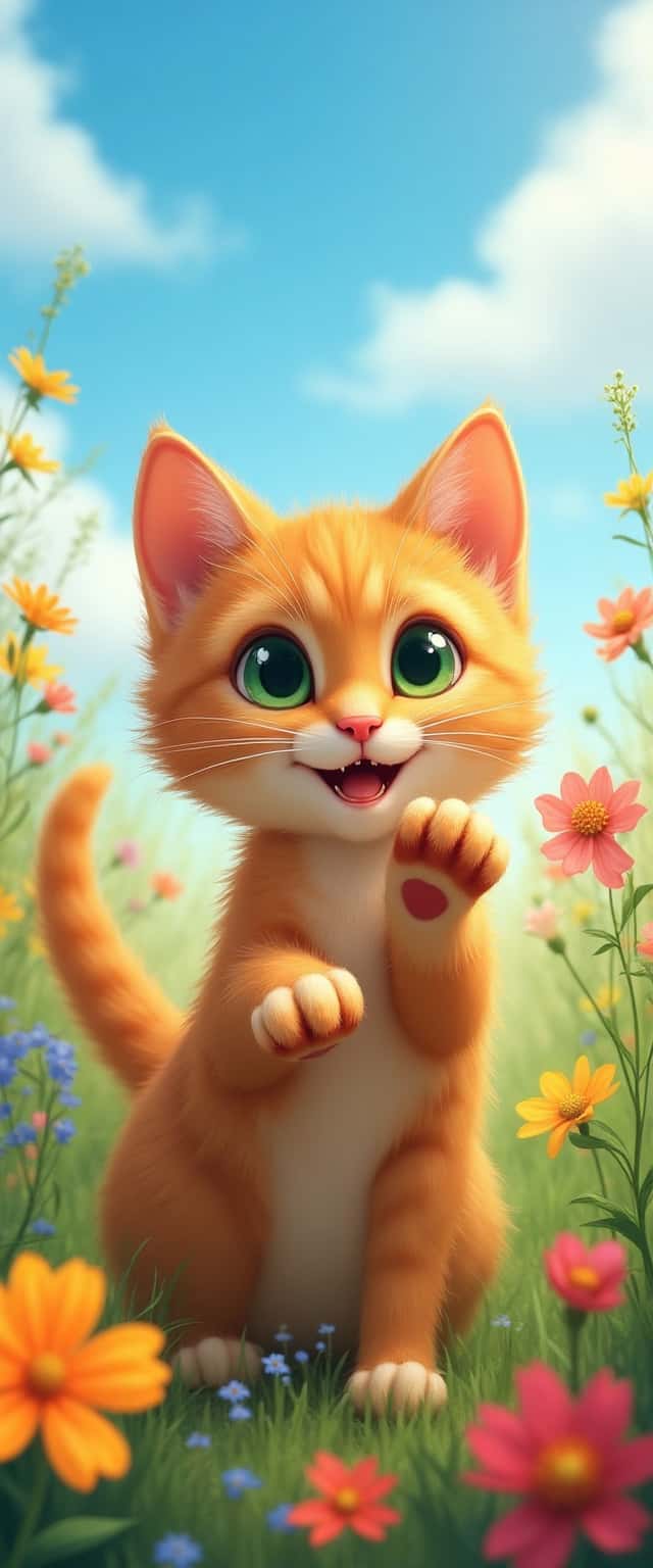 Playful Ginger Cat in Flowers Phone Case Playful Ginger Cat in Flowers Phone Case