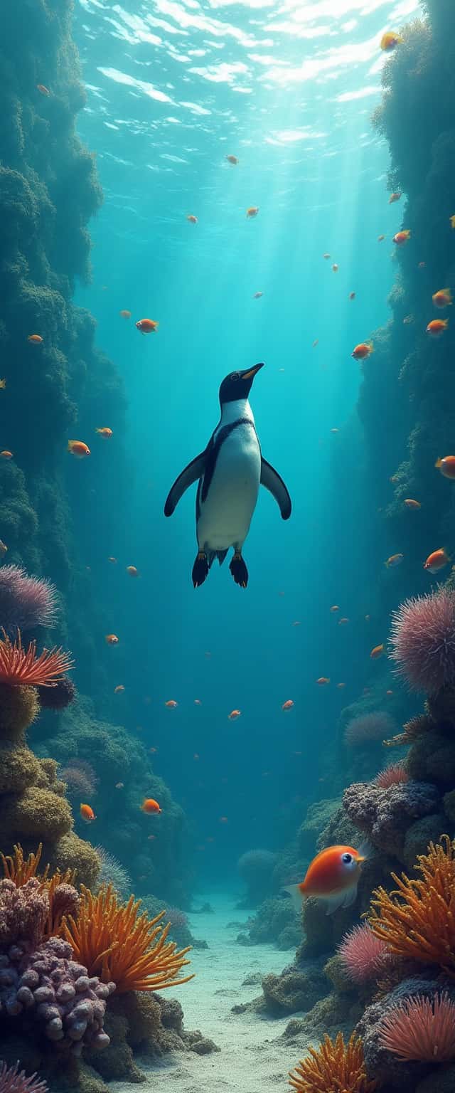 Penguin Diving in Coral Reef Phone Case Penguin Diving in Coral Reef Phone Case