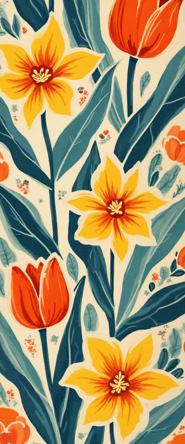 Retro Floral Mosaic Pattern Phone Case