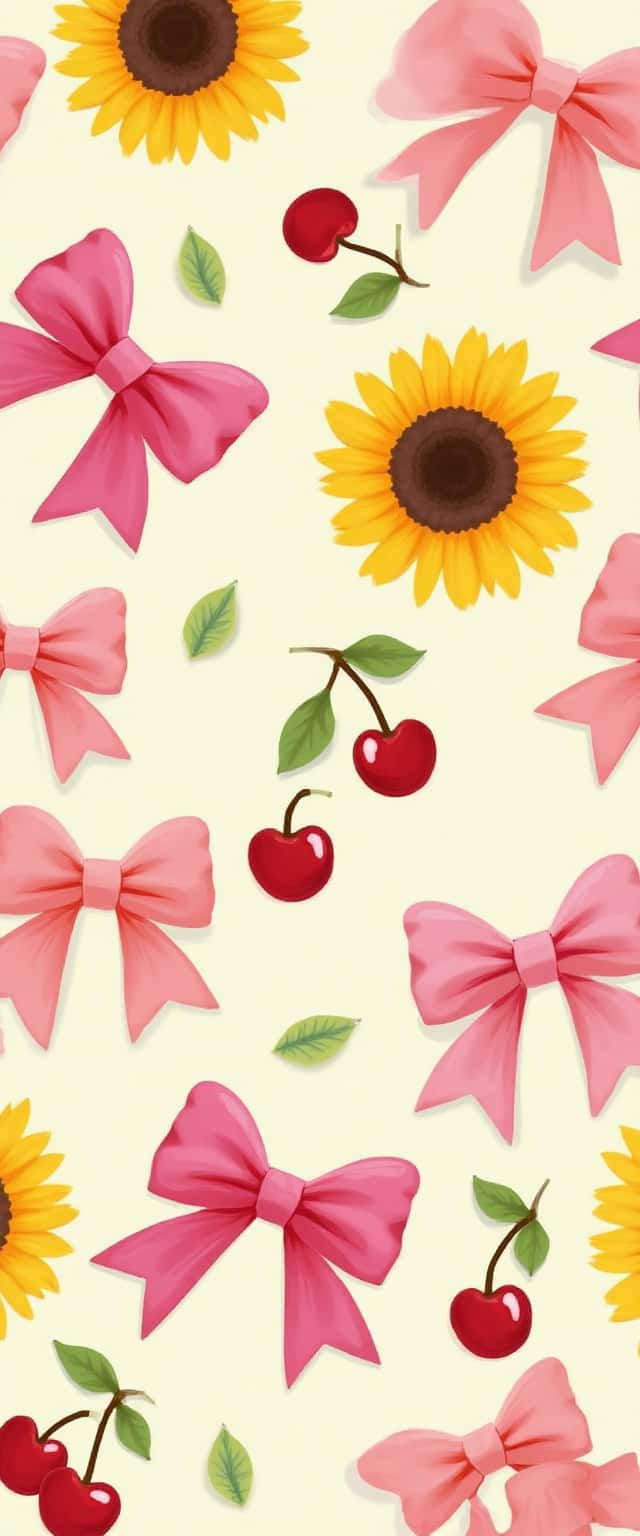 Pastel Bows and Sunflowers Pattern Phone Case